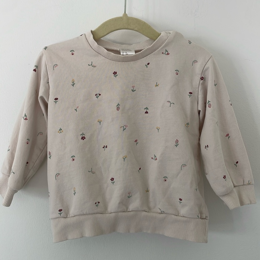 H&M floral print 100% cotton girls sweatshirt 12 to 18 months good condition